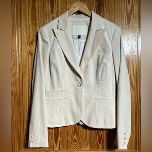 bebe Collection Velvet Blazer Jacket Corset Waist Ivory Tailored